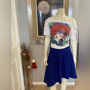 Gracia Pleated Hi Low Asymmetrical Skirt with pockets (Tee-shirt not included)